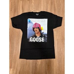 Top Gun Talk To Me Goose Graphic T-Shirt Men Large Black Short Sleeve Cotton Tee